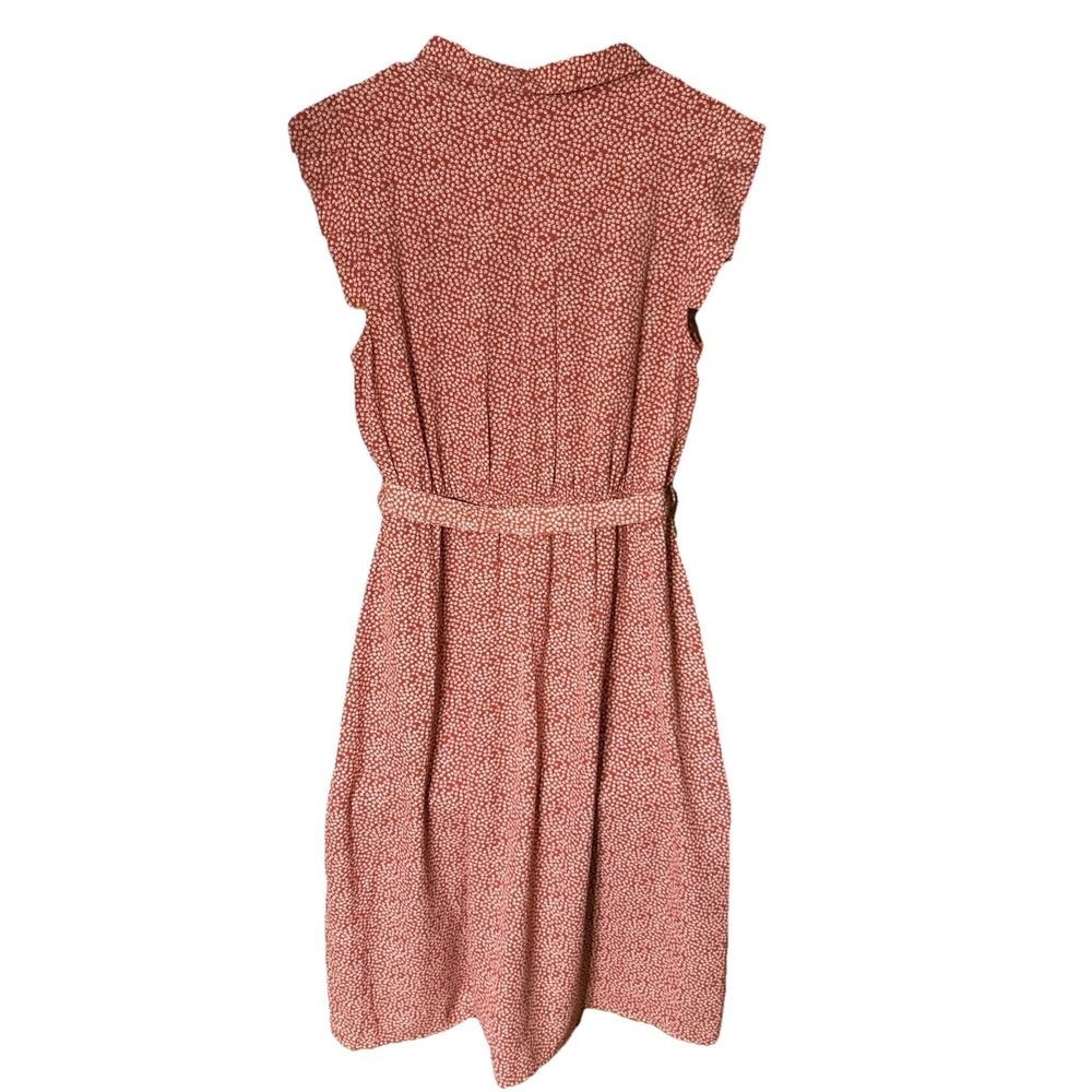 Monteau LA Cottagecore Boho Rust Floral Button Down Shirt Dress Midi Tie Waist - Picture 12 of 12